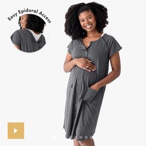 Kindred Bravely Delivery/Nursing Gown Gray XL